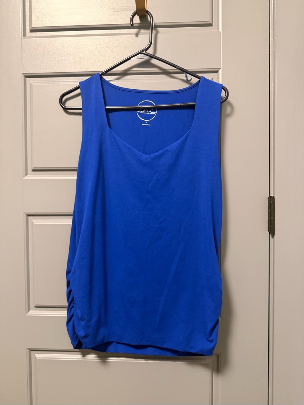 INC International Concepts Royal Blue Ruched Side Tank Top XL